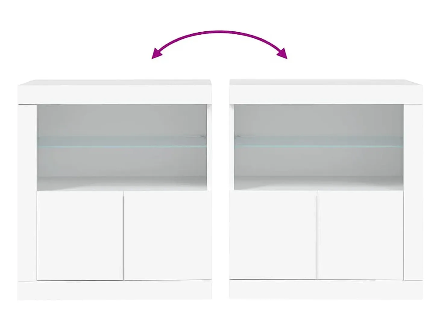 Aparador cómoda cómoda armario mueble organizador cocina salón salón con luces LED 60,5 x 37 x 67 cm blanco 02_0029855