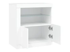 Aparador cómoda cómoda armario mueble organizador cocina salón salón con luces LED 60,5 x 37 x 67 cm blanco 02_0029855