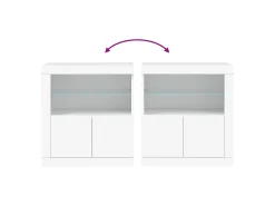 Aparador cómoda cómoda armario mueble organizador cocina salón salón con luces LED 60,5 x 37 x 67 cm blanco 02_0029855