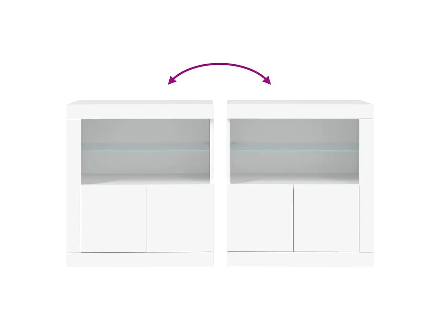 Aparador cómoda cómoda armario mueble organizador cocina salón salón con luces LED 60,5 x 37 x 67 cm blanco 02_0029855