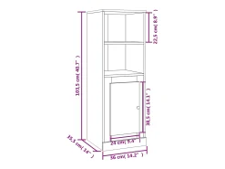 Aparador cómoda cómoda armario mueble organizador cocina salón salón alto 36 x 35,5 x 103,5 cm madera contrachapada gris 02_0034430