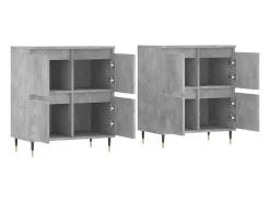 Aparador cómoda cómoda armario mueble organizador cocina salón salón juego de 2 madera contrachapada gris 02_0036872