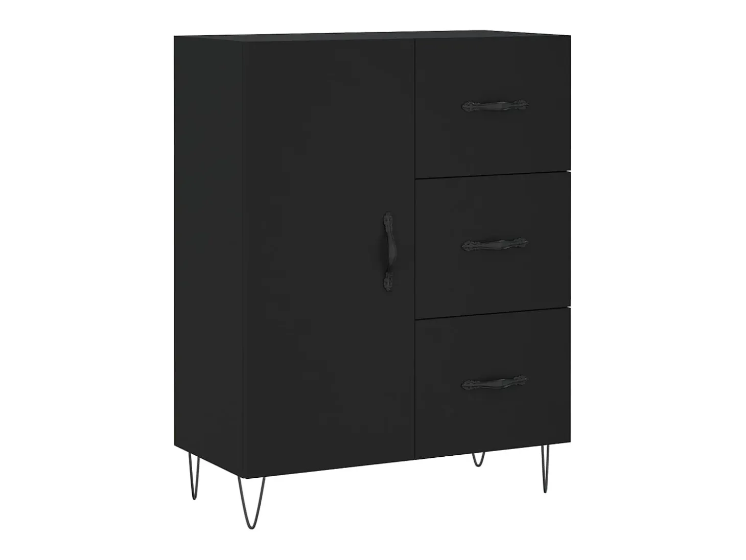 Aparador cómoda cómoda armario mueble organizador cocina salón salón alto 69,5 x 34 x 180 cm madera contrachapada negra 02_0035028