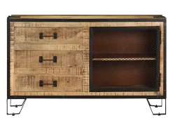 Aparador cómoda cómoda armario mueble organizador cocina salón salón 100 x 31 x 60 cm madera maciza de mango marrón crudo 02_0029492