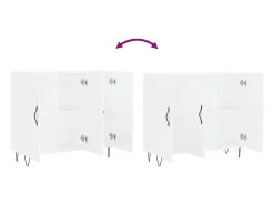 Aparador cómoda cómoda mueble mueble de almacenaje organizador cocina salón salón 90 x 34 x 80 cm madera contrachapada blanco 02_0030533