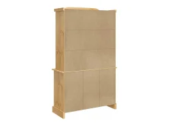 Aparador Cómoda Cómoda Mueble Almacenamiento Organizador Cocina Salón Corona 112 x 43 x 196 cm Madera Maciza Pino Mexicano Marrón 02_0031748