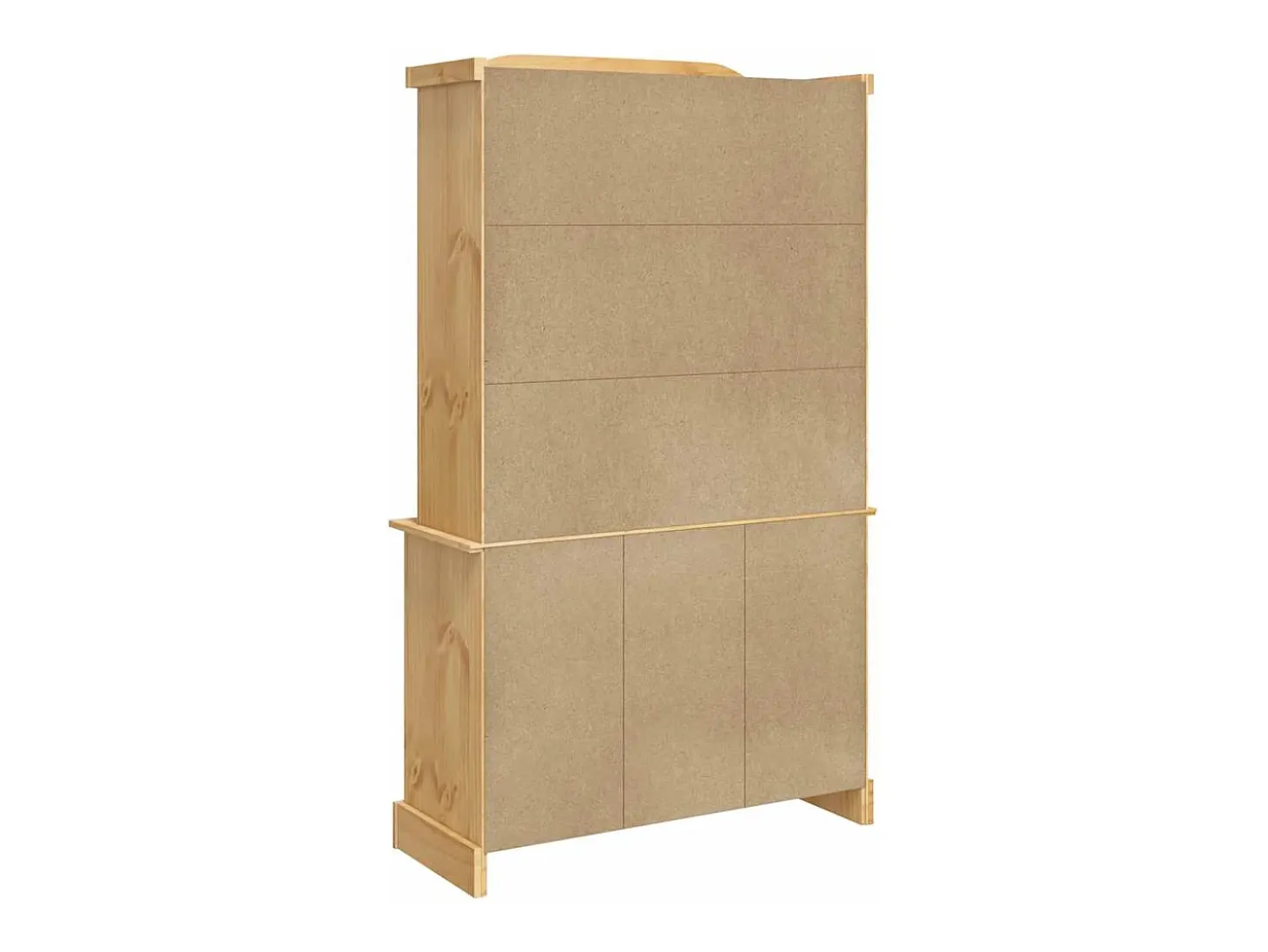 Aparador Cómoda Cómoda Mueble Almacenamiento Organizador Cocina Salón Corona 112 x 43 x 196 cm Madera Maciza Pino Mexicano Marrón 02_0031748