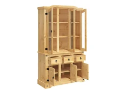 Aparador Cómoda Cómoda Mueble Almacenamiento Organizador Cocina Salón Corona 112 x 43 x 196 cm Madera Maciza Pino Mexicano Marrón 02_0031748
