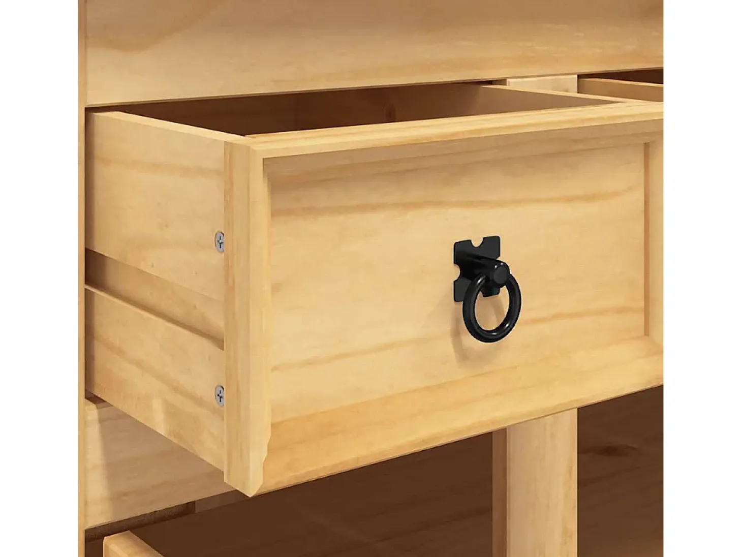 Aparador Cómoda Cómoda Mueble Almacenamiento Organizador Cocina Salón Corona 112 x 43 x 196 cm Madera Maciza Pino Mexicano Marrón 02_0031748