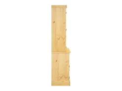 Aparador Cómoda Cómoda Mueble Almacenamiento Organizador Cocina Salón Corona 112 x 43 x 196 cm Madera Maciza Pino Mexicano Marrón 02_0031748
