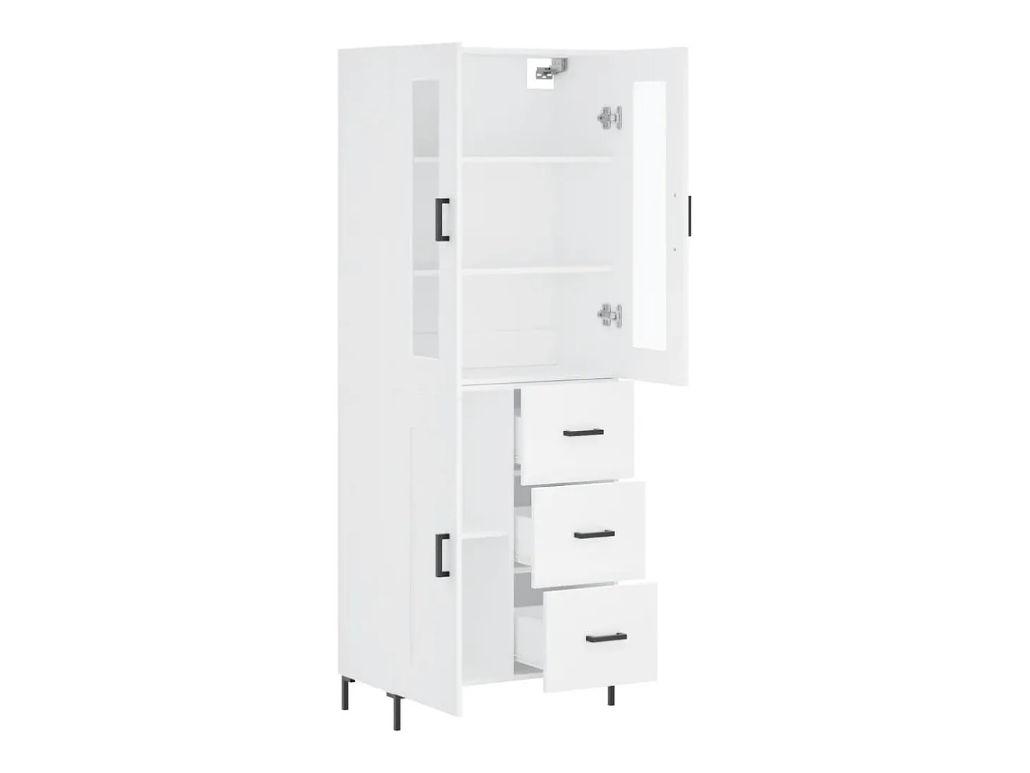 Aparador cómoda cómoda mueble mueble de almacenaje organizador cocina salón salón alto 69,5 x 34 x 180 cm madera contrachapada blanco 02_0032641