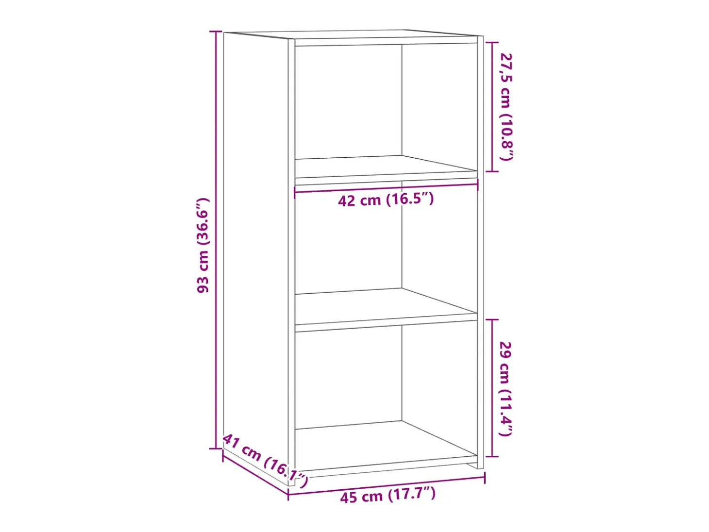 Aparador cómoda cómoda mueble mueble de almacenaje organizador cocina salón salón 45 x 41 x 93 cm madera contrachapada marrón 02_0031262