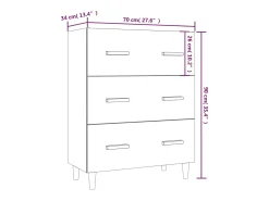 Aparador cómoda cómoda mueble mueble de almacenaje organizador cocina salón salón 70 x 34 x 90 cm madera contrachapada gris 02_0032081