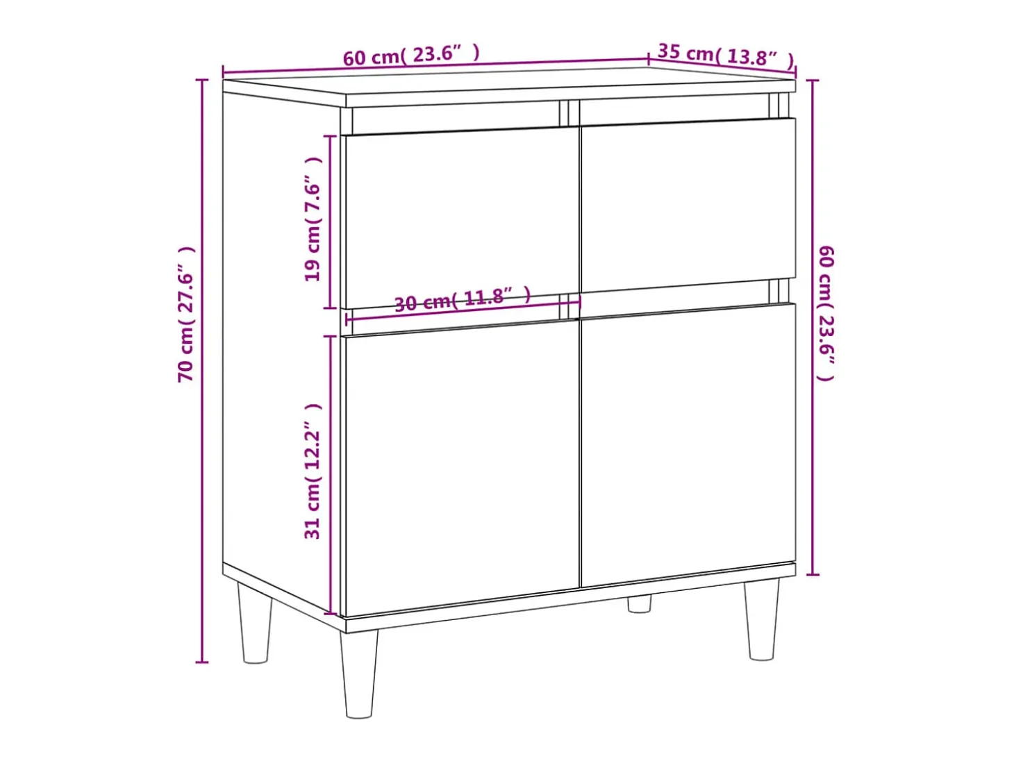Aparador cómoda cómoda mueble mueble de almacenaje organizador cocina salón salón 60 x 35 x 70 cm madera contrachapada marrón 02_0031293