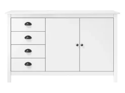 Aparador Cómoda Cómoda Mueble Almacenamiento Organizador Cocina Salón Salón Hill 130 x 40 x 80 cm Madera Maciza de Pino Blanco 02_0035666