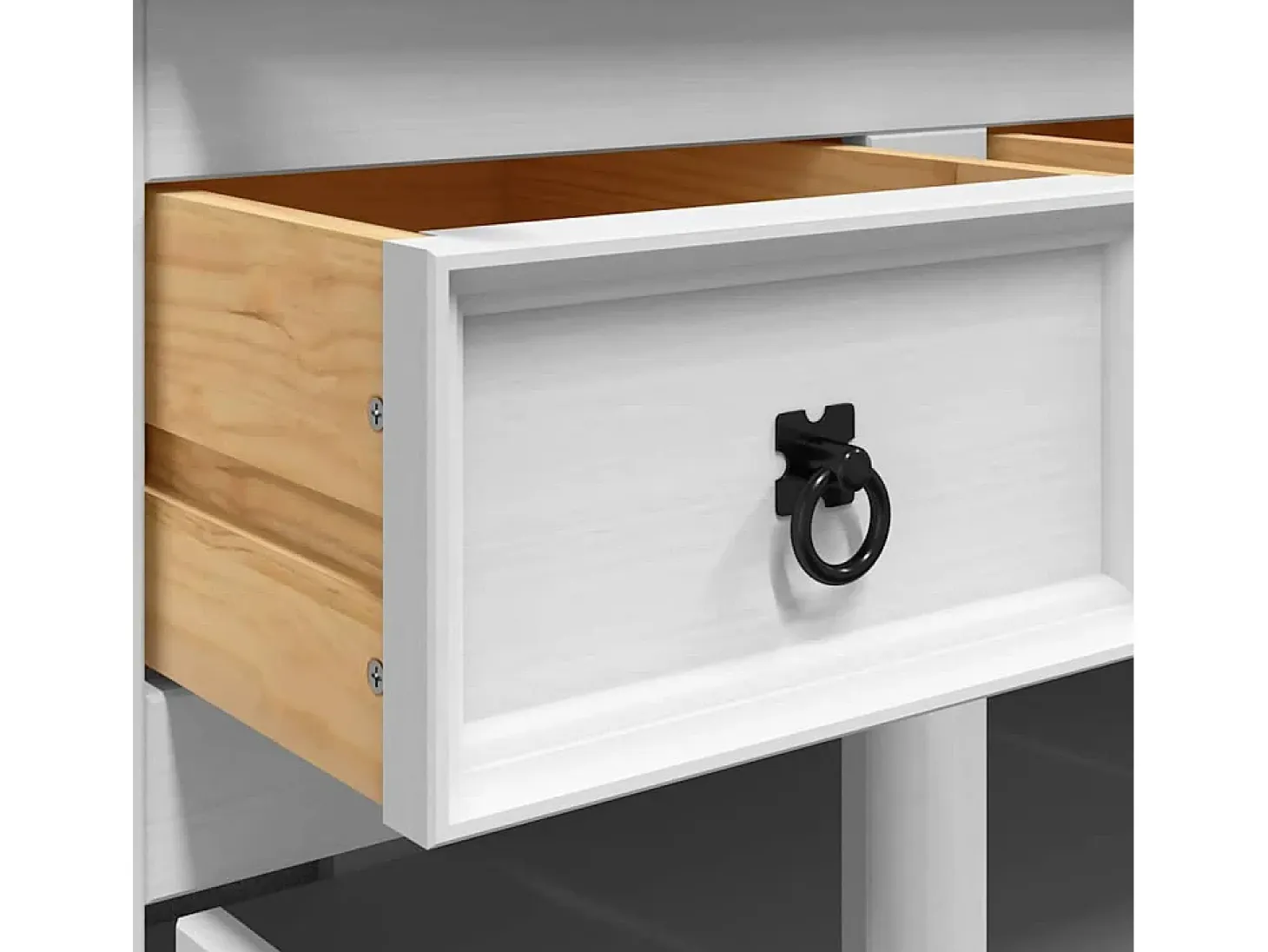 Aparador cómoda cómoda mueble almacenaje organizador cocina salón salón alto Corona 112 x 43 x 196 cm madera maciza pino mexicano blanco 02_0034220