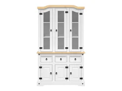 Aparador cómoda cómoda mueble almacenaje organizador cocina salón salón alto Corona 112 x 43 x 196 cm madera maciza pino mexicano blanco 02_0034220