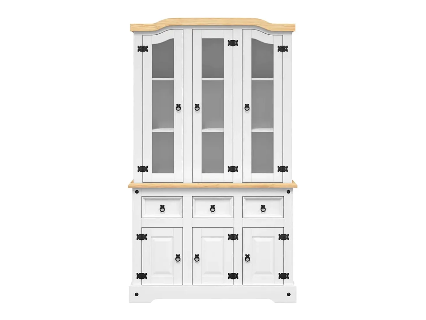 Aparador cómoda cómoda mueble almacenaje organizador cocina salón salón alto Corona 112 x 43 x 196 cm madera maciza pino mexicano blanco 02_0034220