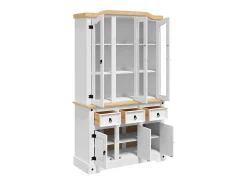 Aparador cómoda cómoda mueble almacenaje organizador cocina salón salón alto Corona 112 x 43 x 196 cm madera maciza pino mexicano blanco 02_0034220