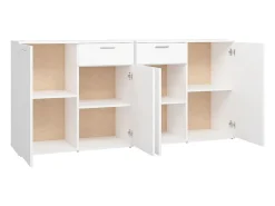 Aparador cómoda cómoda mueble mueble de almacenaje organizador cocina salón salón 160 x 36 x 75 cm madera contrachapada blanco 02_0030212