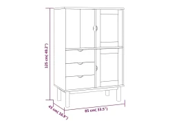 Aparador Cómoda Cómoda Mueble Almacenamiento Organizador Cocina Salón Salón Alto y 85 x 43 x 125 cm Madera Maciza Pino Blanco 02_0035151