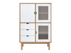 Aparador Cómoda Cómoda Mueble Almacenamiento Organizador Cocina Salón Salón Alto y 85 x 43 x 125 cm Madera Maciza Pino Blanco 02_0035151