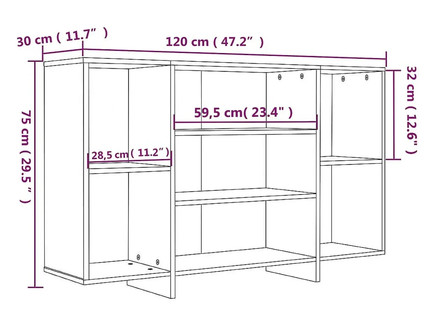 Aparador cómoda cómoda mueble mueble de almacenamiento organizador cocina salón salón Sonoma 120 x 30 x 75 cm madera contrachapada beige 02_0031492
