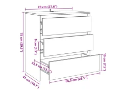 Aparador cómoda cómoda mueble mueble de almacenaje organizador cocina salón salón madera vieja 70 x 41 x 75 cm madera contrachapada marrón 02_0036609