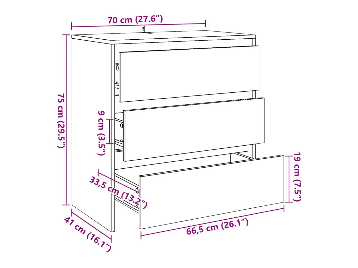 Aparador cómoda cómoda mueble mueble de almacenaje organizador cocina salón salón madera vieja 70 x 41 x 75 cm madera contrachapada marrón 02_0036609