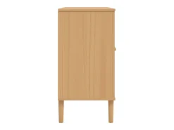 Aparador cómoda cómoda mueble mueble de almacenaje organizador cocina salón salón aspecto ratán 112 x 40 x 80 cm madera maciza de pino marrón 02_0036229