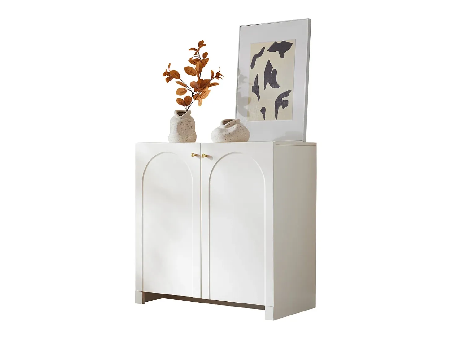 Aparador, cómoda con 2 puertas - 80 x 40 x 80 cm - tableros de partículas - estilo moderno - blanco