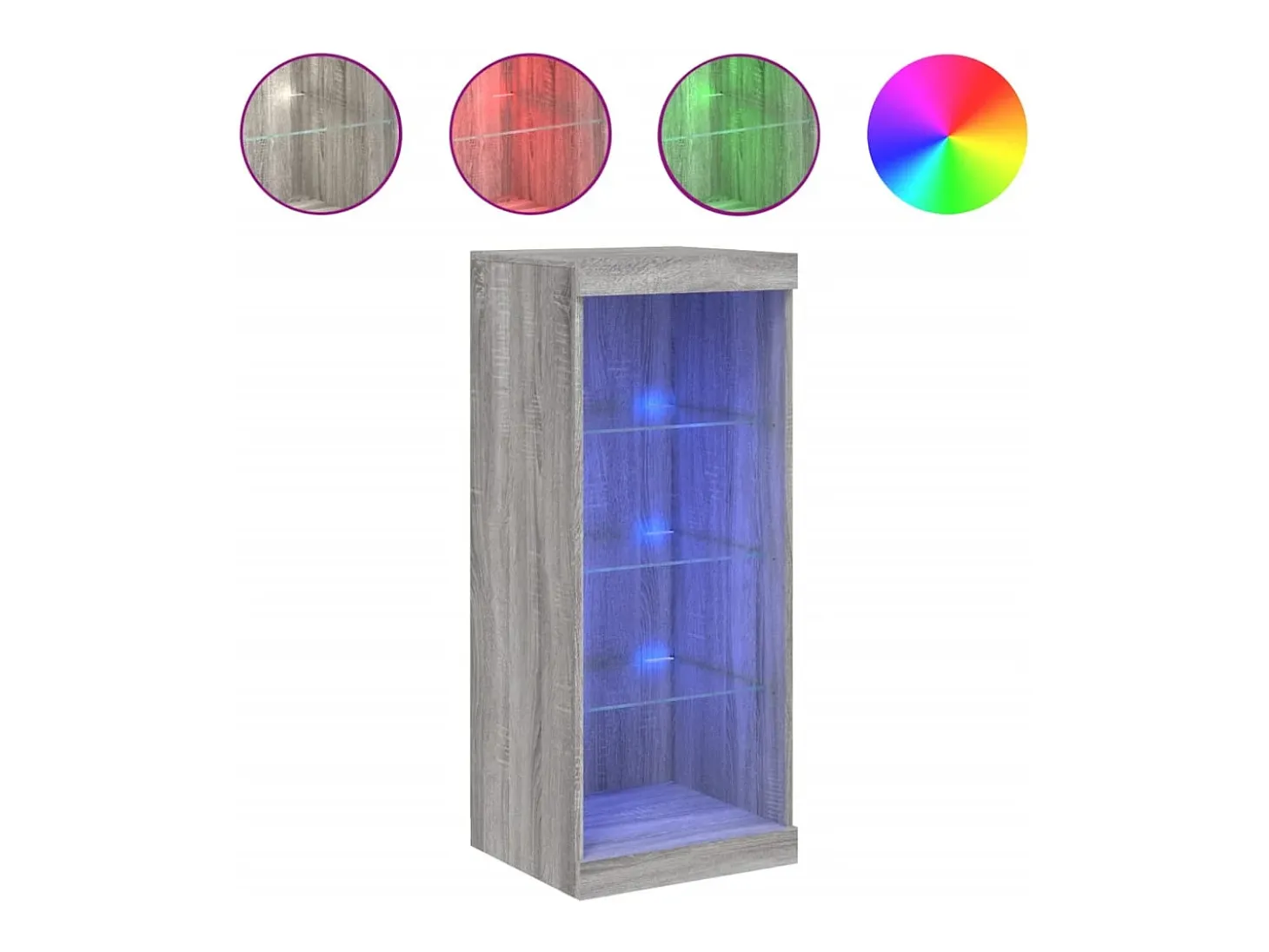 Aparador cómoda mueble almacenaje organizador cocina salón salón con luces LED sonoma 41 x 37 x 100 cm gris 02_0030073