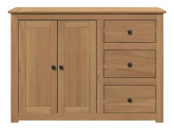 Aparador cómoda mueble almacenaje organizador cocina salón salón con cajones 112 x 40 x 80 cm madera maciza de pino marrón 02_0030129