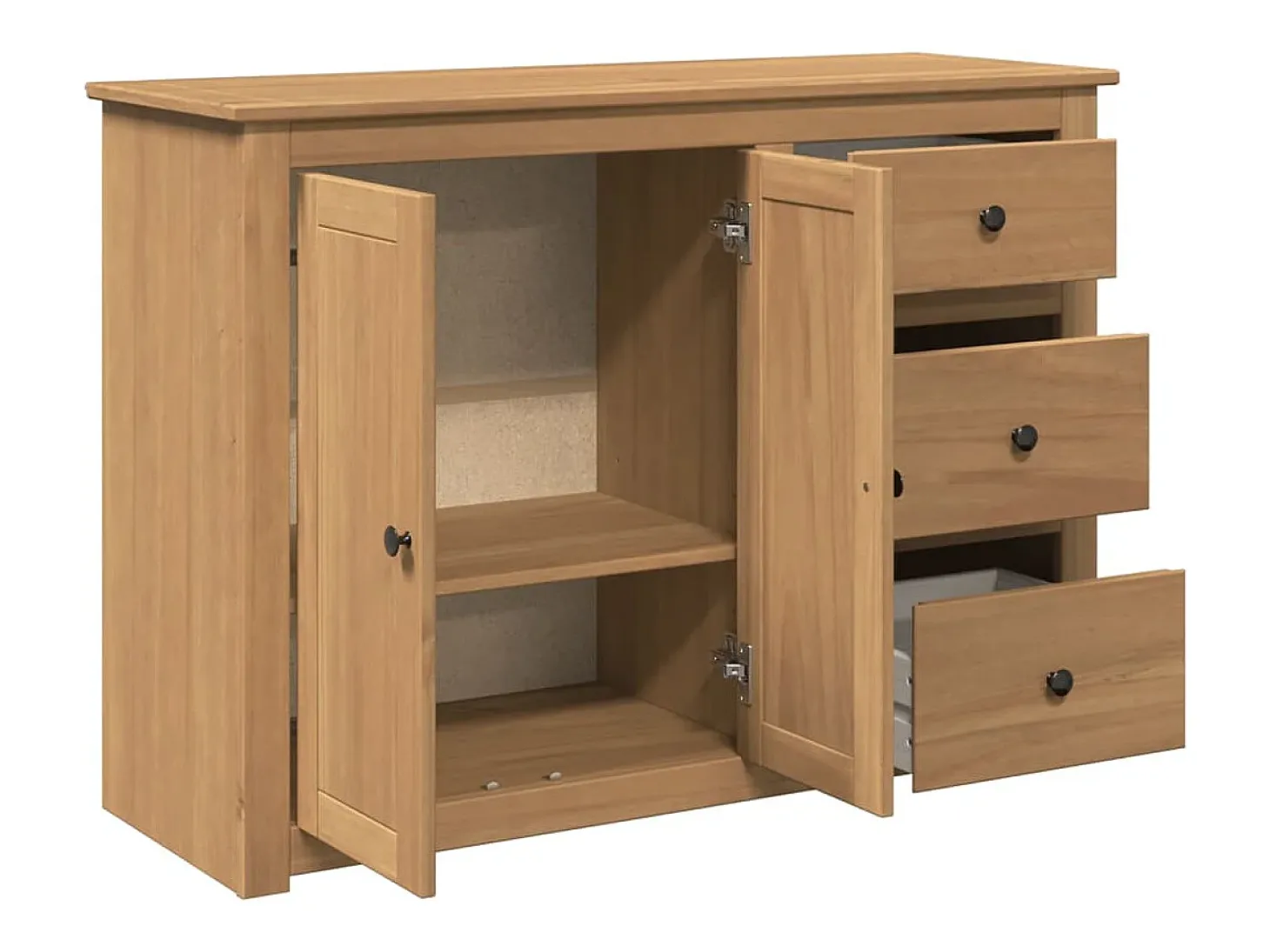 Aparador cómoda mueble almacenaje organizador cocina salón salón con cajones 112 x 40 x 80 cm madera maciza de pino marrón 02_0030129