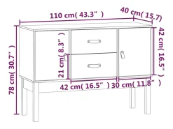Aparador cómoda mueble almacenaje organizador cocina salón salón 110 x 40 x 78 cm madera maciza de pino negro 02_0035844
