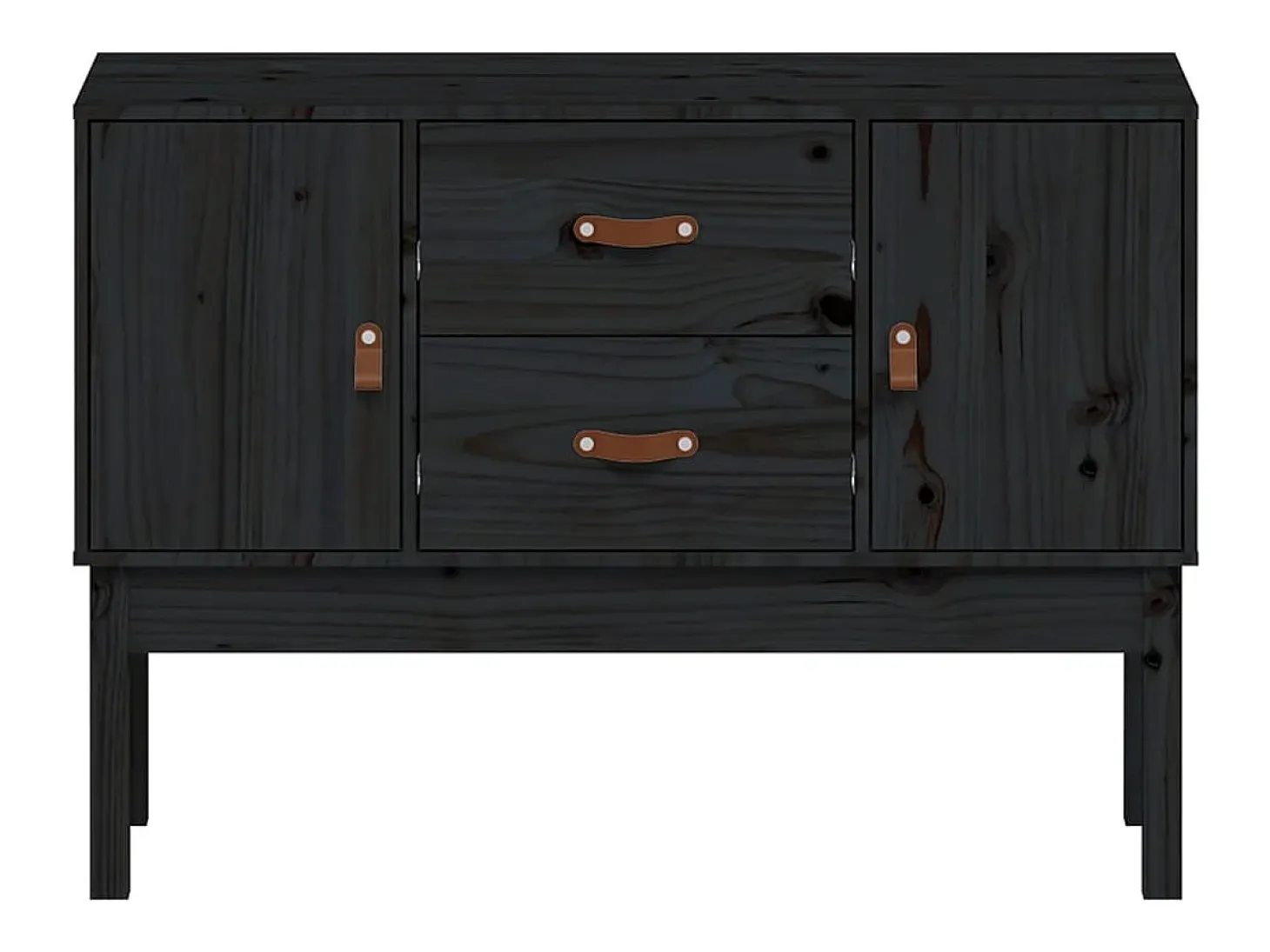 Aparador cómoda mueble almacenaje organizador cocina salón salón 110 x 40 x 78 cm madera maciza de pino negro 02_0035844