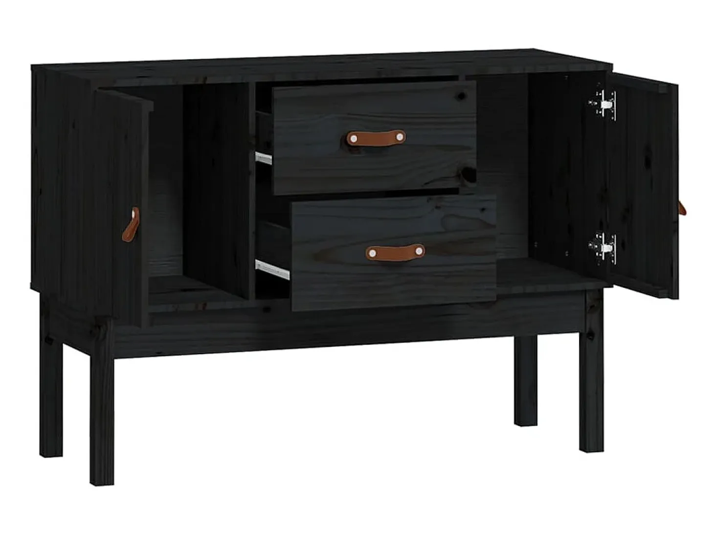 Aparador cómoda mueble almacenaje organizador cocina salón salón 110 x 40 x 78 cm madera maciza de pino negro 02_0035844