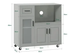Aparador Cocina con Ruedas Mueble de Almacenamiento para Hornos con 3 Puertas y un cajón 89 x 40 x 89 cm FSB78-HG SoBuy ES