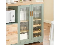 Aparador Cocina para microonda Buffet para Comedor Entrada Salón con 2 Puertas 2 cajones y 1 Compartimento Abierto Verde 120 x 40 x 90 cm FSB81-GR SoBuy ES