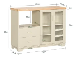 Aparador Cocina para microonda Buffet para Comedor Entrada Salón con 2 puertas 2 cajones y 1 compartimento abierto Beige 120 x 40 x 90 cm FSB81-MI SoBuy ES