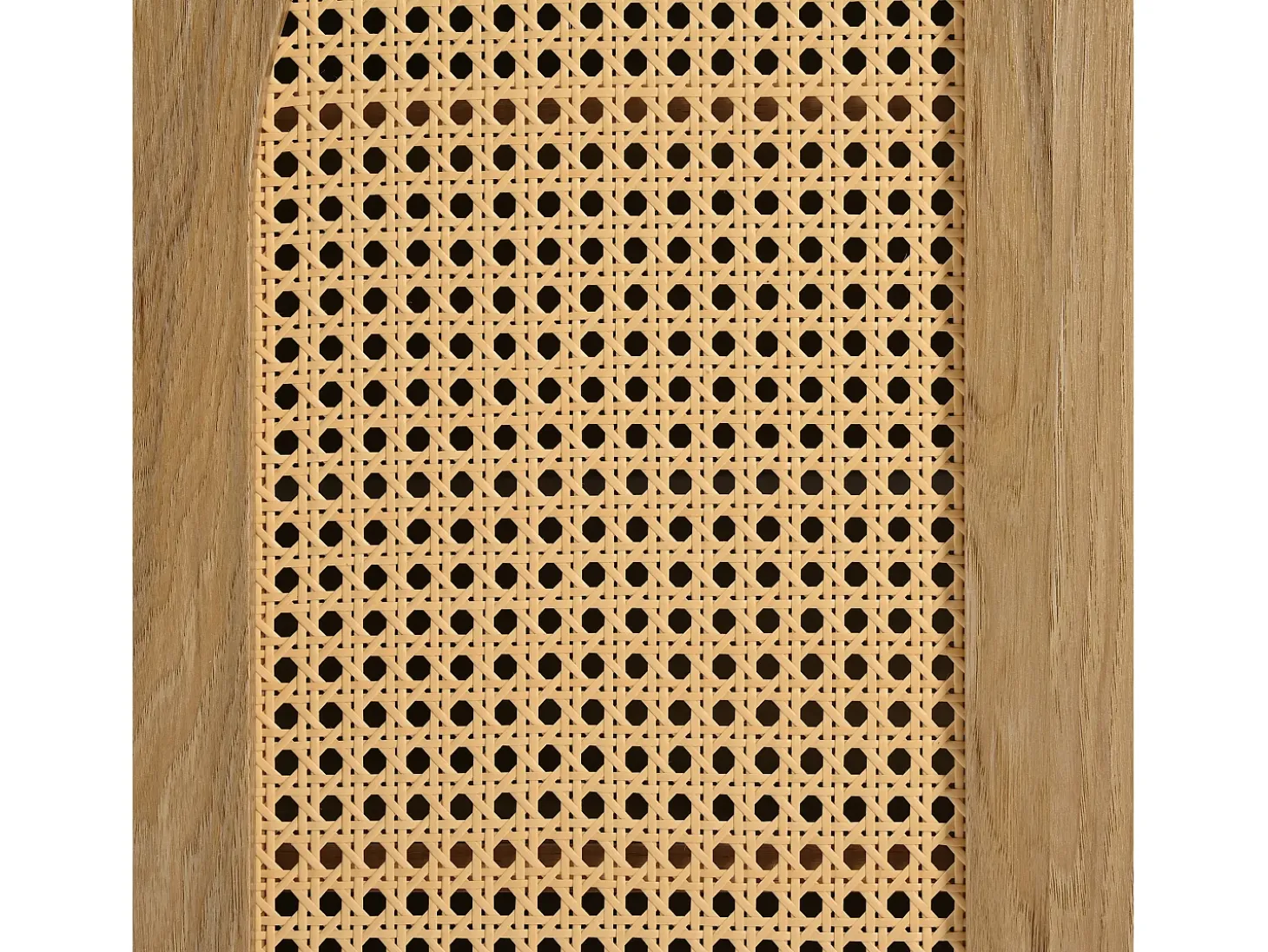 Aparador color madera con 4 puertas de ratán y estantes regulables, tiradores de metal, para salón y comedor