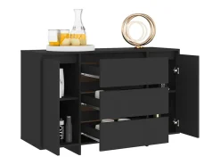 Aparador con 3 cajones madera contrachapada negro 120x41x75 cm