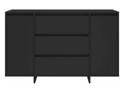 Aparador con 3 cajones madera contrachapada negro 120x41x75 cm