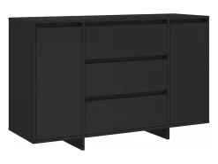 Aparador con 3 cajones madera contrachapada negro 120x41x75 cm