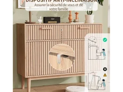 Aparador con 2 cajones y 2 puertas, mueble de cocina, madera, 100 x 35 x 80 cm