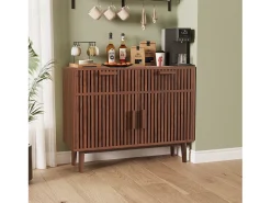 Aparador con 2 cajones y 2 puertas, mueble de cocina, madera, 100 x 35 x 80 cm