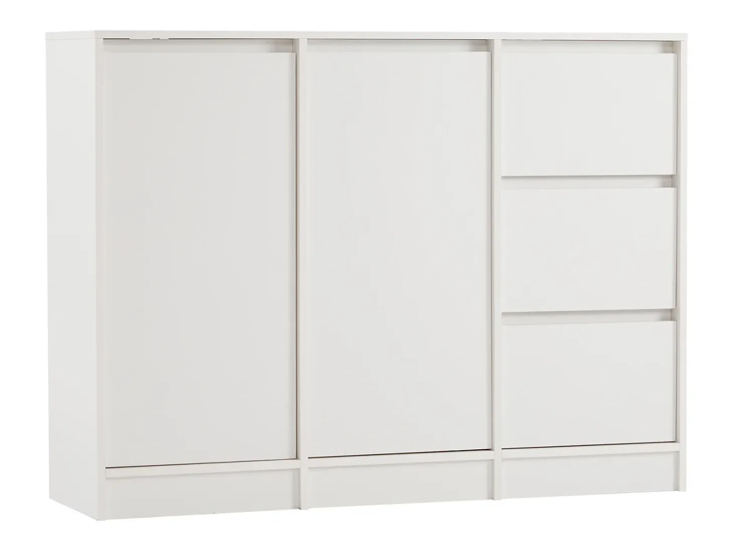 Aparador con 2 puertas, 3 cajones, mueble de almacenaje para comedor, salón, 120x90x35cm, color blanco