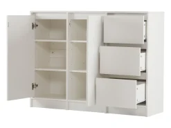 Aparador con 2 puertas, 3 cajones, mueble de almacenaje para comedor, salón, 120x90x35cm, color blanco
