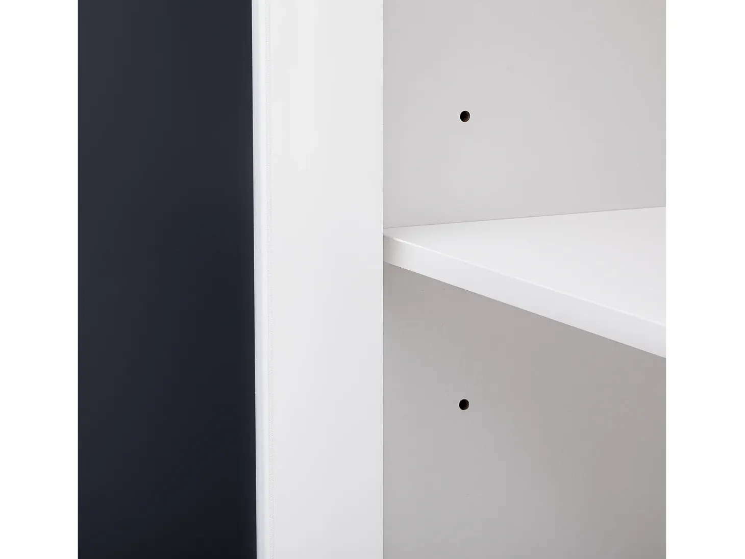 Aparador con 4 puertas con espejo, cajones y estantes regulables, MDF, blanco (140x40x83cm)