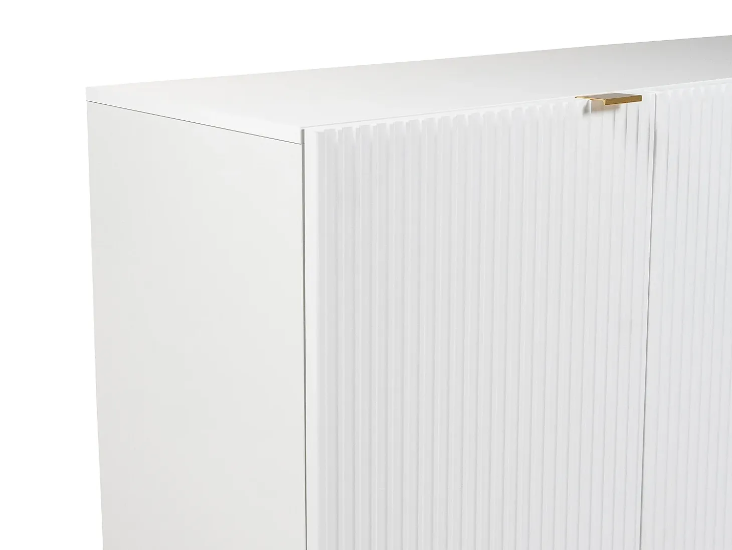 Aparador con 4 puertas de MDF y acero - Blanco y dorado - YESINIA